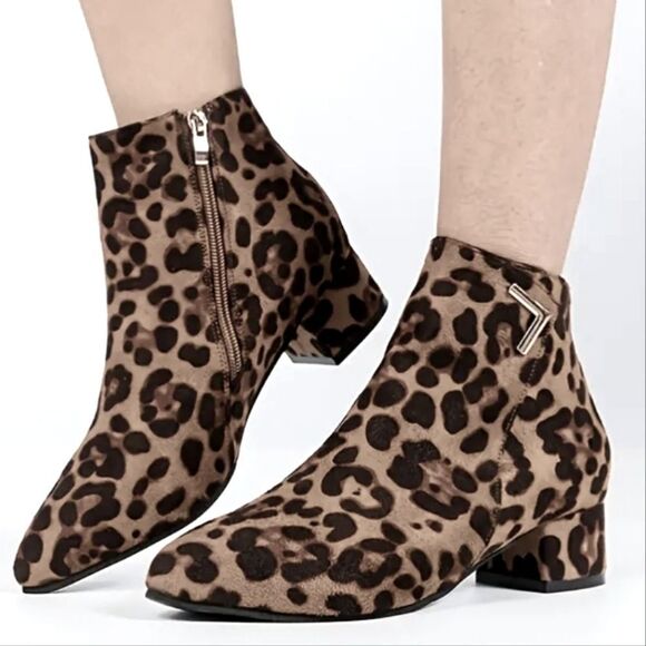 SAM&LIBBY LEOPARD PRINT SIDE ZIPPER CLOSURE WOMEN'S BOOTS - Picture 1 of 16